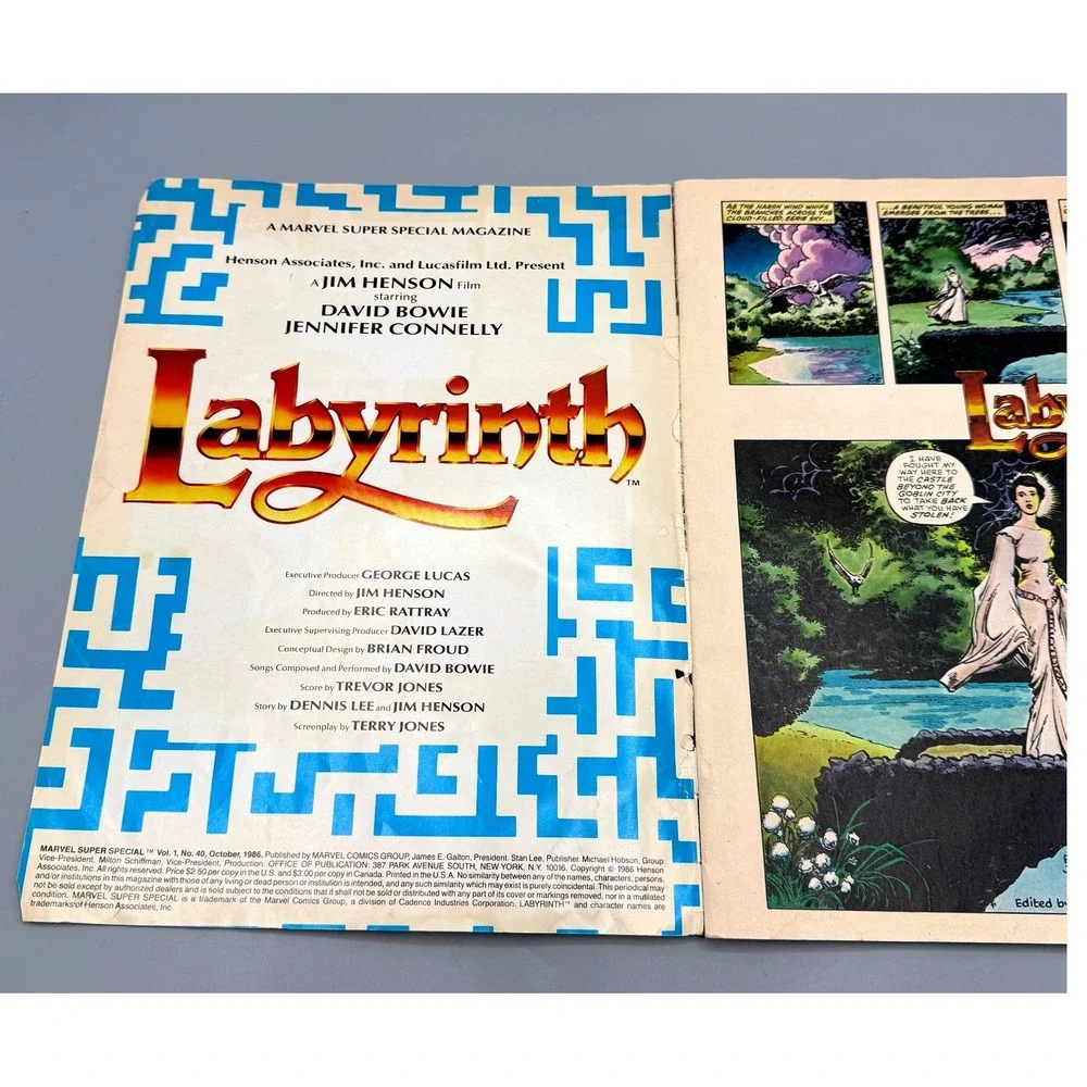 Marvel Super Special 40 Labyrinth Movie Adaptation Comic 1986 David Bowie